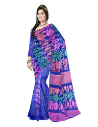 Pradip Fabrics Floral Print Tant Silk Blend Saree