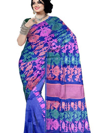 Pradip Fabrics Floral Print Tant Silk Blend Saree