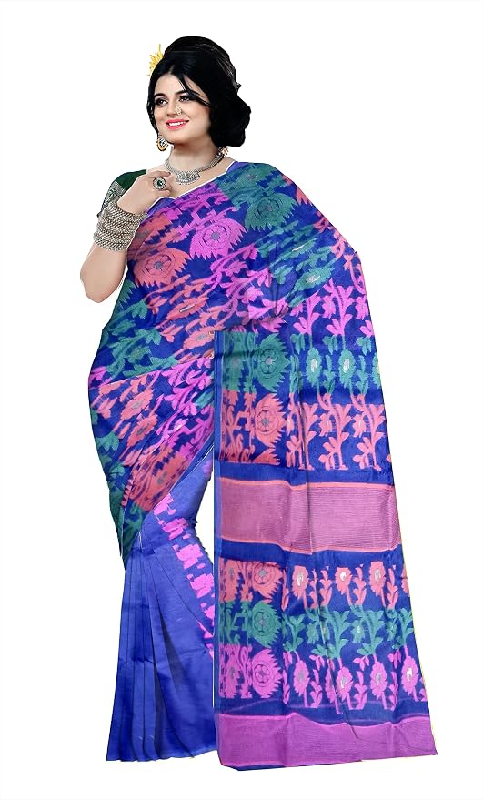 Pradip Fabrics Floral Print Tant Silk Blend Saree