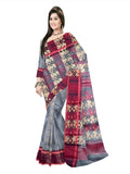 Pradip Fabrics Floral Print Tant Silk Blend Saree