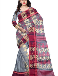 Pradip Fabrics Floral Print Tant Silk Blend Saree