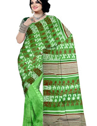 Pradip Fabrics Floral Print Tant Silk Blend Saree