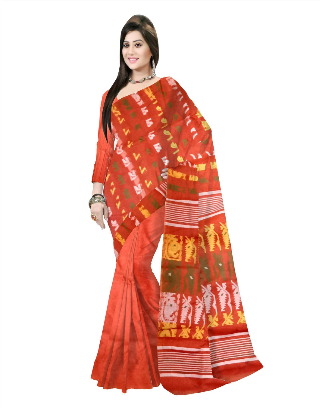 Pradip Fabrics Floral Print Tant Silk Blend Saree