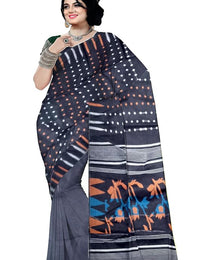 Pradip Fabrics Floral Print Tant Silk Blend Saree
