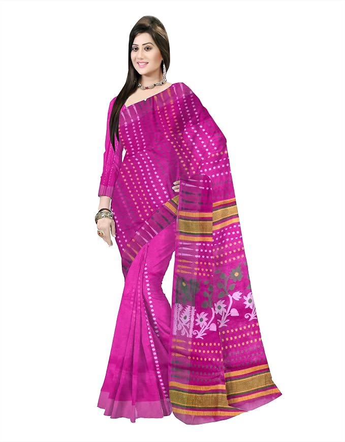 Pradip Fabrics Floral Print Tant Silk Blend Saree