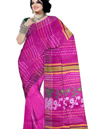 Pradip Fabrics Floral Print Tant Silk Blend Saree