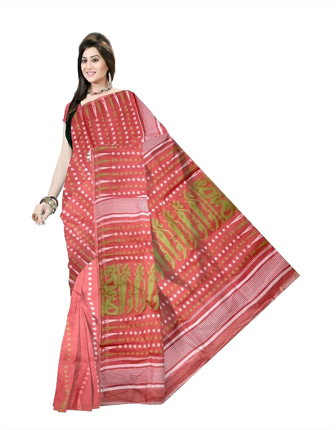 Pradip Fabrics Floral Print Tant Silk Blend Saree