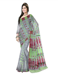Pradip Fabrics Floral Print Tant Silk Blend Saree