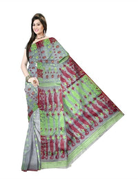 Pradip Fabrics Floral Print Tant Silk Blend Saree