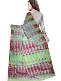 Pradip Fabrics Floral Print Tant Silk Blend Saree