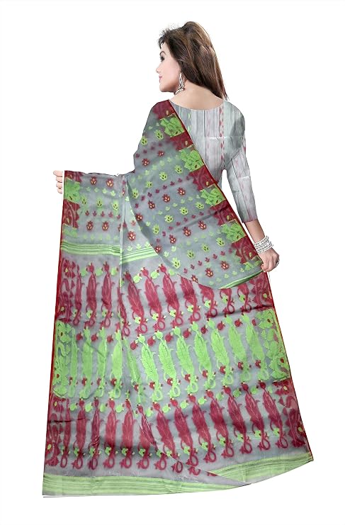 Pradip Fabrics Floral Print Tant Silk Blend Saree