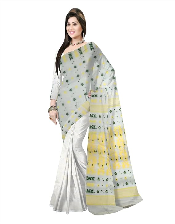 Pradip Fabrics Floral Print Tant Silk Blend Saree