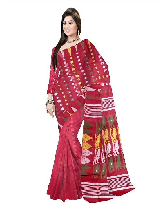 Pradip Fabrics Floral Print Tant Silk Blend Saree