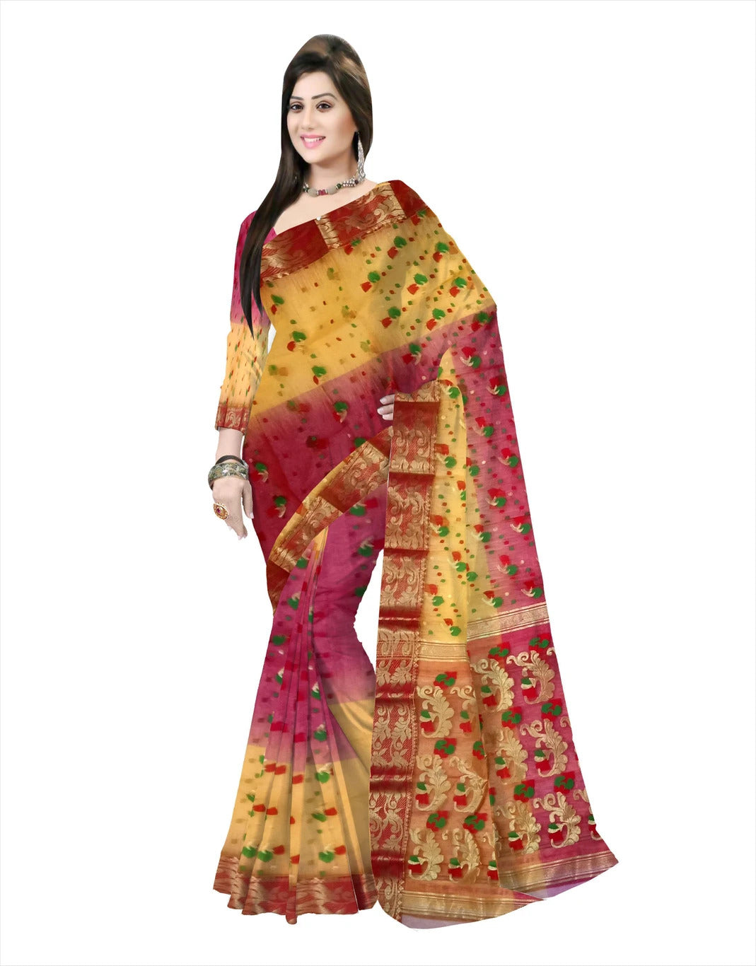 Pradip Fabrics Woven Tant Silk Blend Saree
