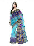 Pradip Fabrics Ethnic Women's Tant Silk Sky Blue and Blue colour Saree.