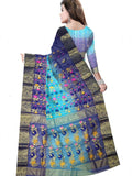 Pradip Fabrics Ethnic Women's Tant Silk Sky Blue and Blue colour Saree.