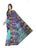 Pradip Fabrics Ethnic Women's Tant Silk Sky Blue and Blue colour Saree.