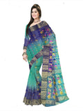 Pradip Fabrics Ethnic Women's Tant Silk Sky Blue and Blue colour Saree.