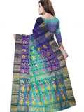 Pradip Fabrics Ethnic Women's Tant Silk Sky Blue and Blue colour Saree.