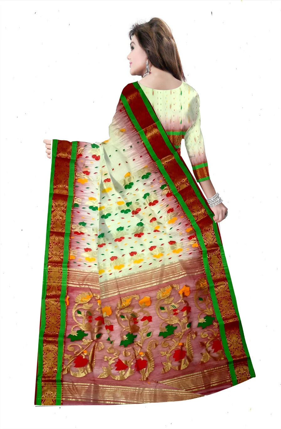 Pradip Fabrics Woven Tant Silk Blend Saree