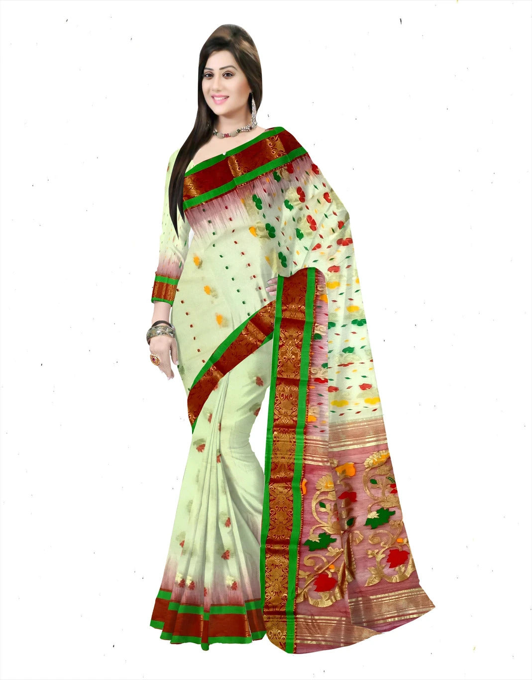Pradip Fabrics Woven Tant Silk Blend Saree