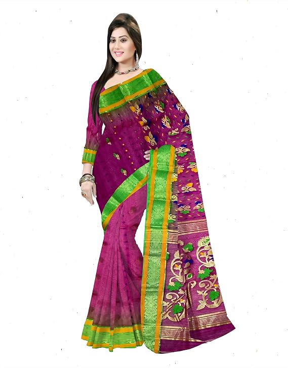 Pradip Fabrics Woven Tant Silk Blend Saree