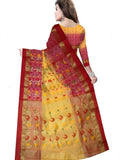 Pradip Fabrics Ethnic Women's Tant Silk Sky Blue and Blue colour Saree.