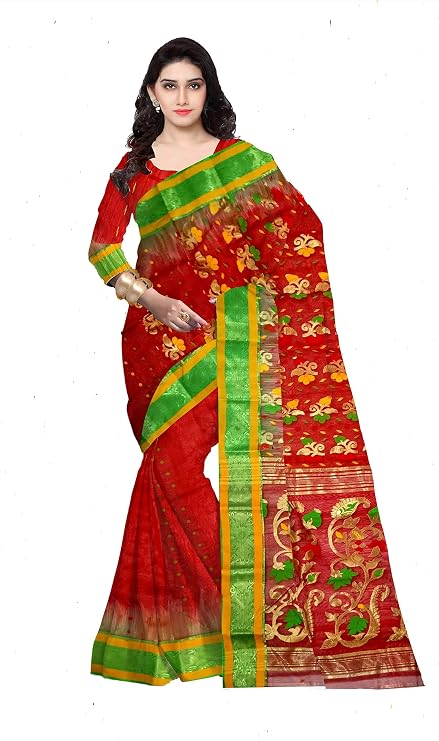 Pradip Fabrics Woven Tant Silk Blend Saree