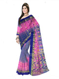 Pradip Fabrics Ethnic Women's Tant Silk Sky Blue and Blue colour Saree.