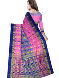 Pradip Fabrics Ethnic Women's Tant Silk Sky Blue and Blue colour Saree.