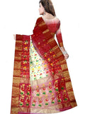 Pradip Fabrics Ethnic Women's Tant Silk Sky Blue and Blue colour Saree.