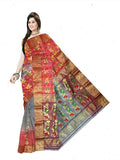 Pradip Fabrics Ethnic Women's Tant Silk Sky Blue and Blue colour Saree.