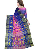 Pradip Fabrics Ethnic Women's Tant Silk Sky Blue and Blue colour Saree.