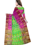 Pradip Fabrics Ethnic Women's Tant Silk Sky Blue and Blue colour Saree.