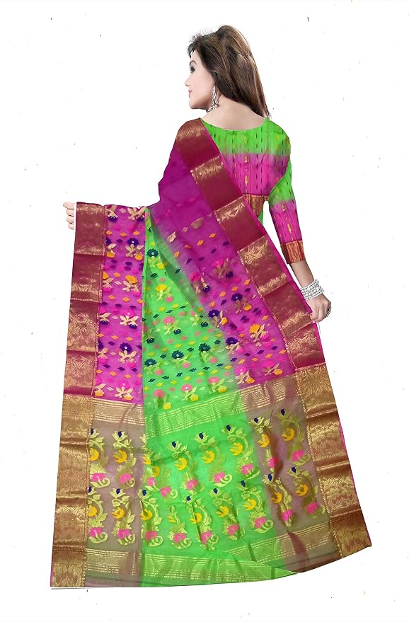 Pradip Fabrics Ethnic Women's Tant Silk Sky Blue and Blue colour Saree.