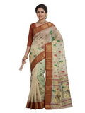 Pradip Fabrics Woven Tant Pure Cotton Saree (Orange)