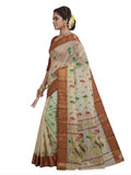 Pradip Fabrics Woven Tant Pure Cotton Saree (Orange)
