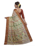 Pradip Fabrics Woven Tant Pure Cotton Saree (Orange)