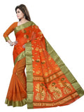Pradip Fabrics Woven Tant Pure Cotton Saree (Orange)
