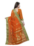 Pradip Fabrics Woven Tant Pure Cotton Saree (Orange)