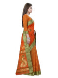 Pradip Fabrics Woven Tant Pure Cotton Saree (Orange)