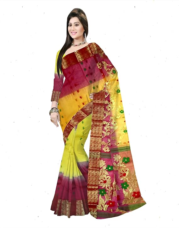 Pradip Fabrics Woven Tant Silk Blend Saree