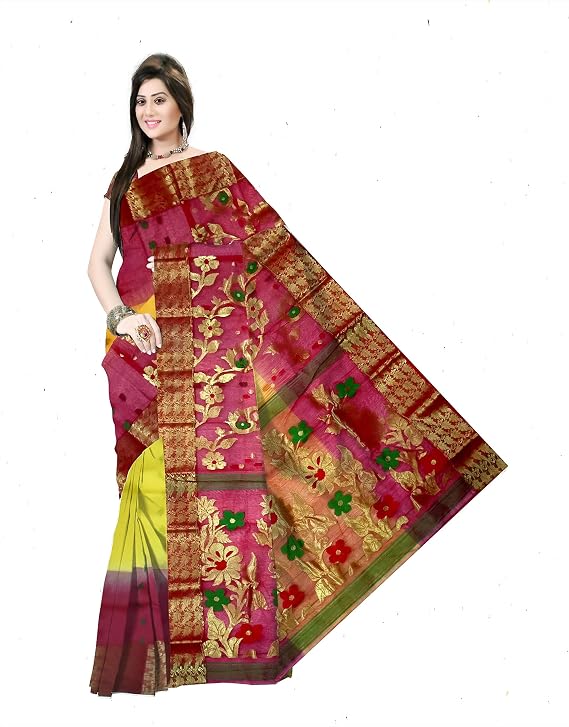 Pradip Fabrics Woven Tant Silk Blend Saree