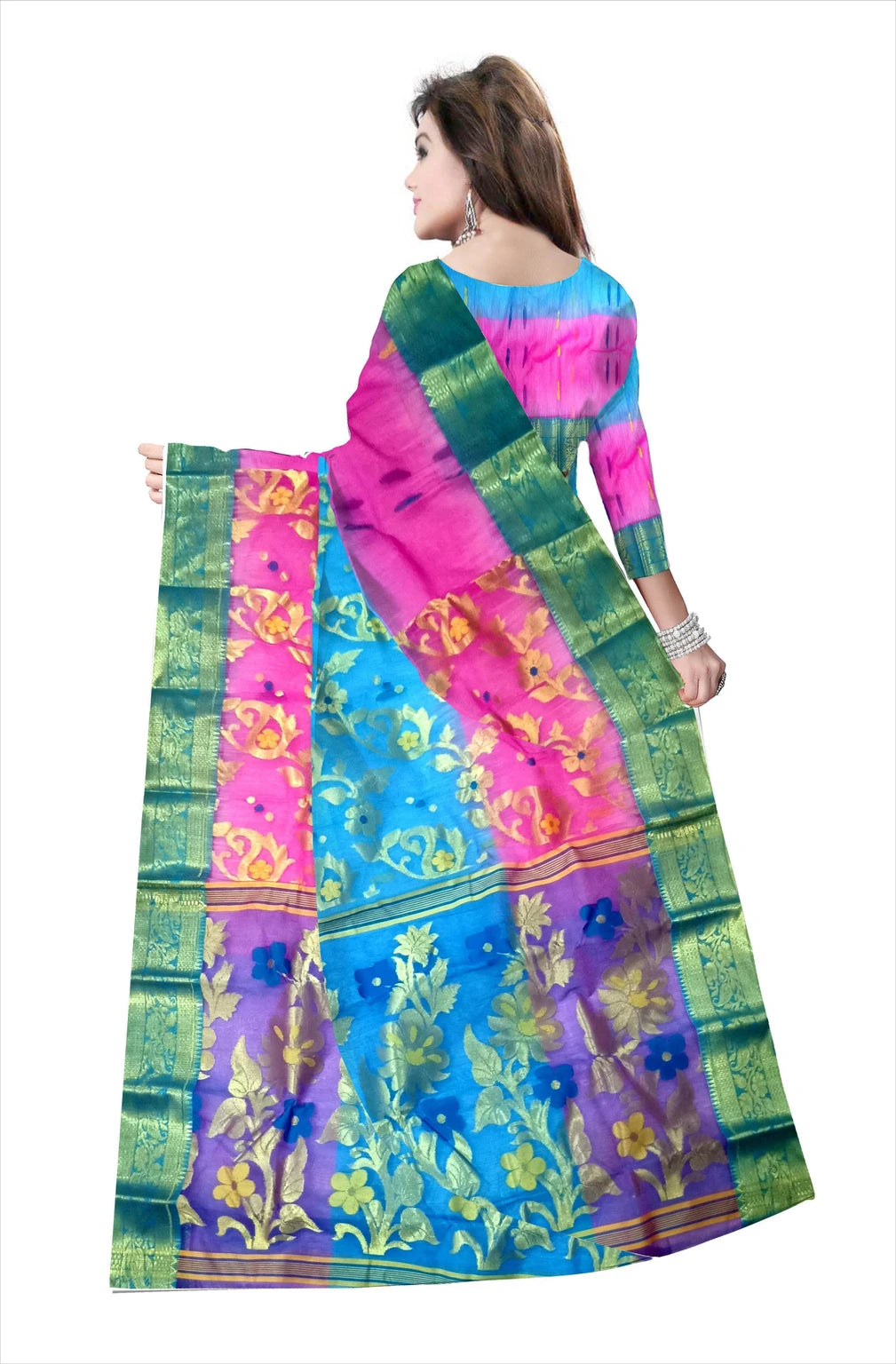Pradip Fabrics Woven Tant Silk Blend Saree