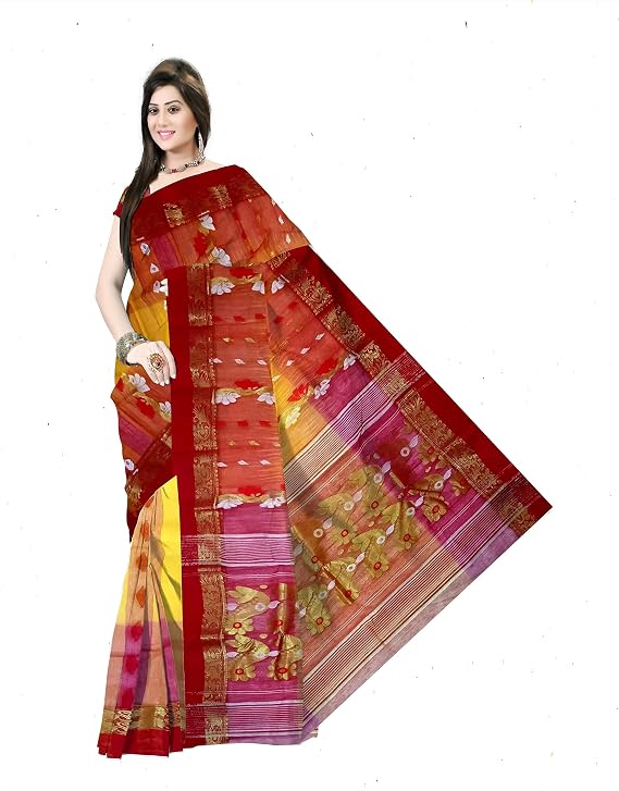 Pradip Fabrics Woven Tant Silk Blend Saree