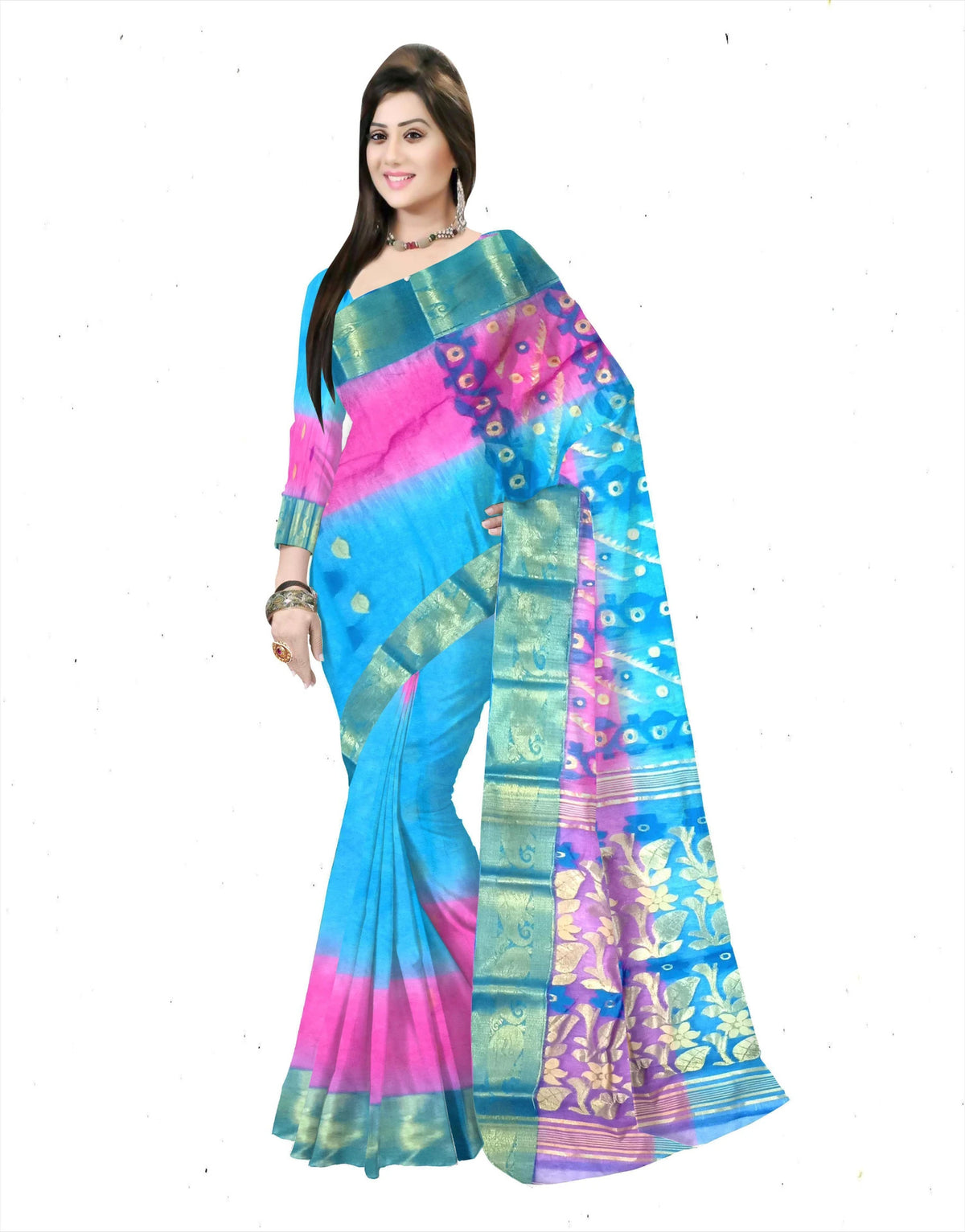 Pradip Fabrics Woven Tant Silk Blend Saree