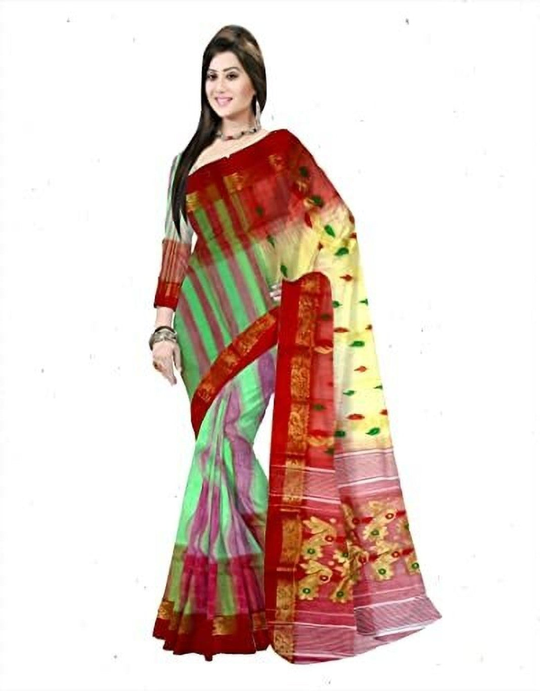 Pradip Fabrics Woven Tant Silk Blend Saree