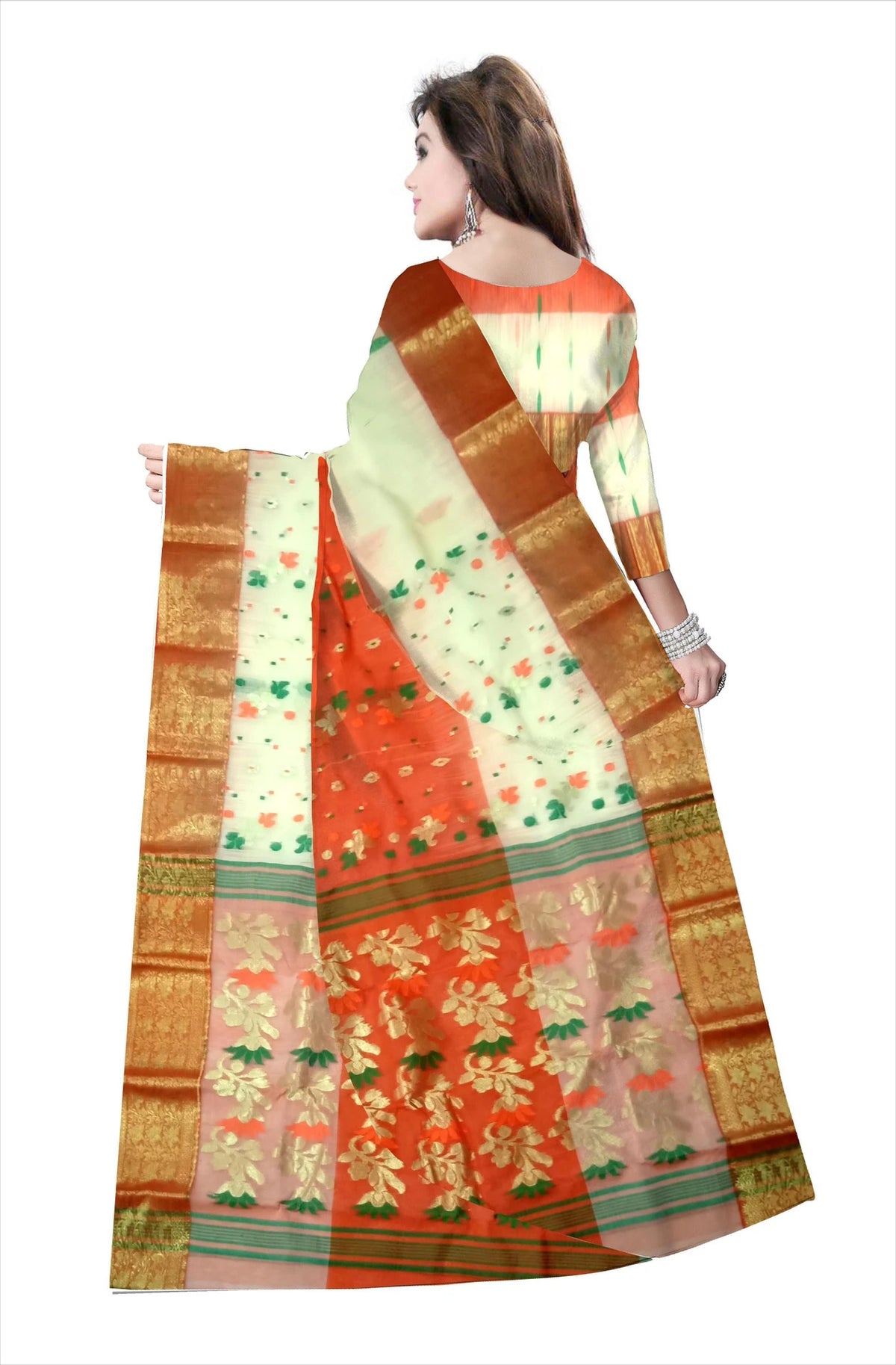 Pradip Fabrics Woven Tant Silk Blend Saree