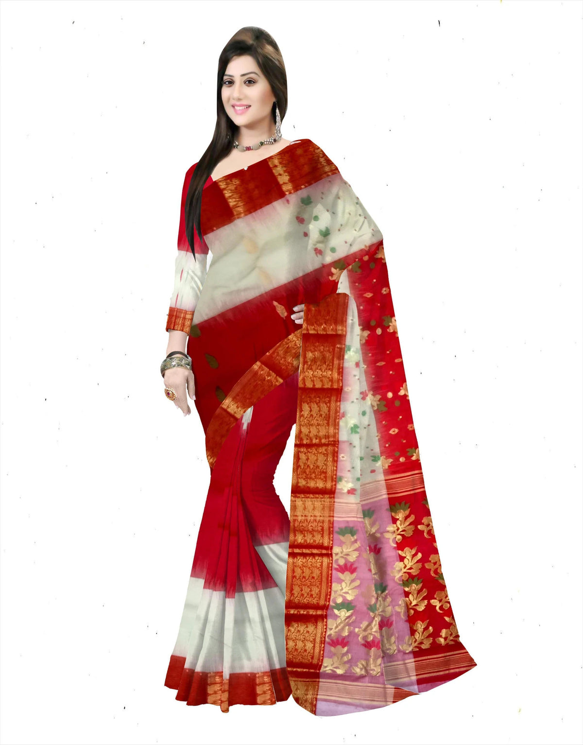 Pradip Fabrics Woven Tant Silk Blend Saree