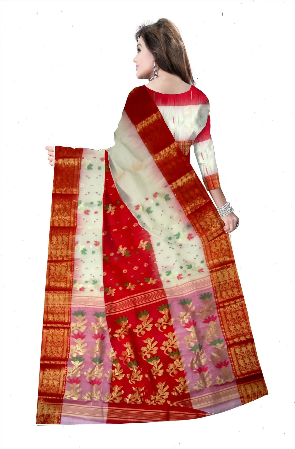 Pradip Fabrics Woven Tant Silk Blend Saree